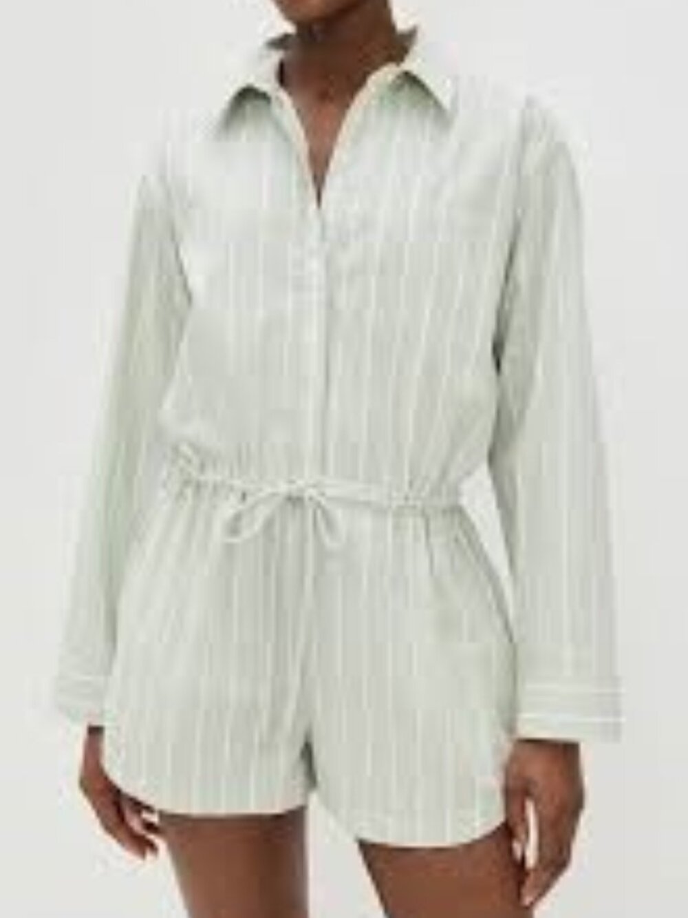 Pistola Amelie Light Green Striped Casual Romper Pistaccio NWT